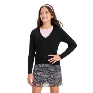 NWT Art Class Girls Ribbed Cardigan Sweater 91367686 Black M